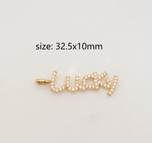 Load image into Gallery viewer, Words Pave Charm, Dear/OMG/Angel/Boss/Amore/Kiss/Lucky/Love, 18K Gold Plated, Necklace Making, CZ Pave Pendant, Jewelry Supplies S20345