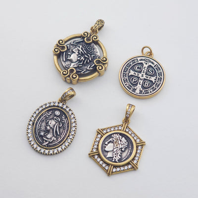 Antique Silver Portrait Pendant, Round Charm, Oval Charm, Necklace Making Charm, Jewelry Findings S1148