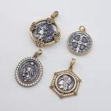 Antique Silver Portrait Pendant, Round Charm, Oval Charm, Necklace Making Charm, Jewelry Findings S1148