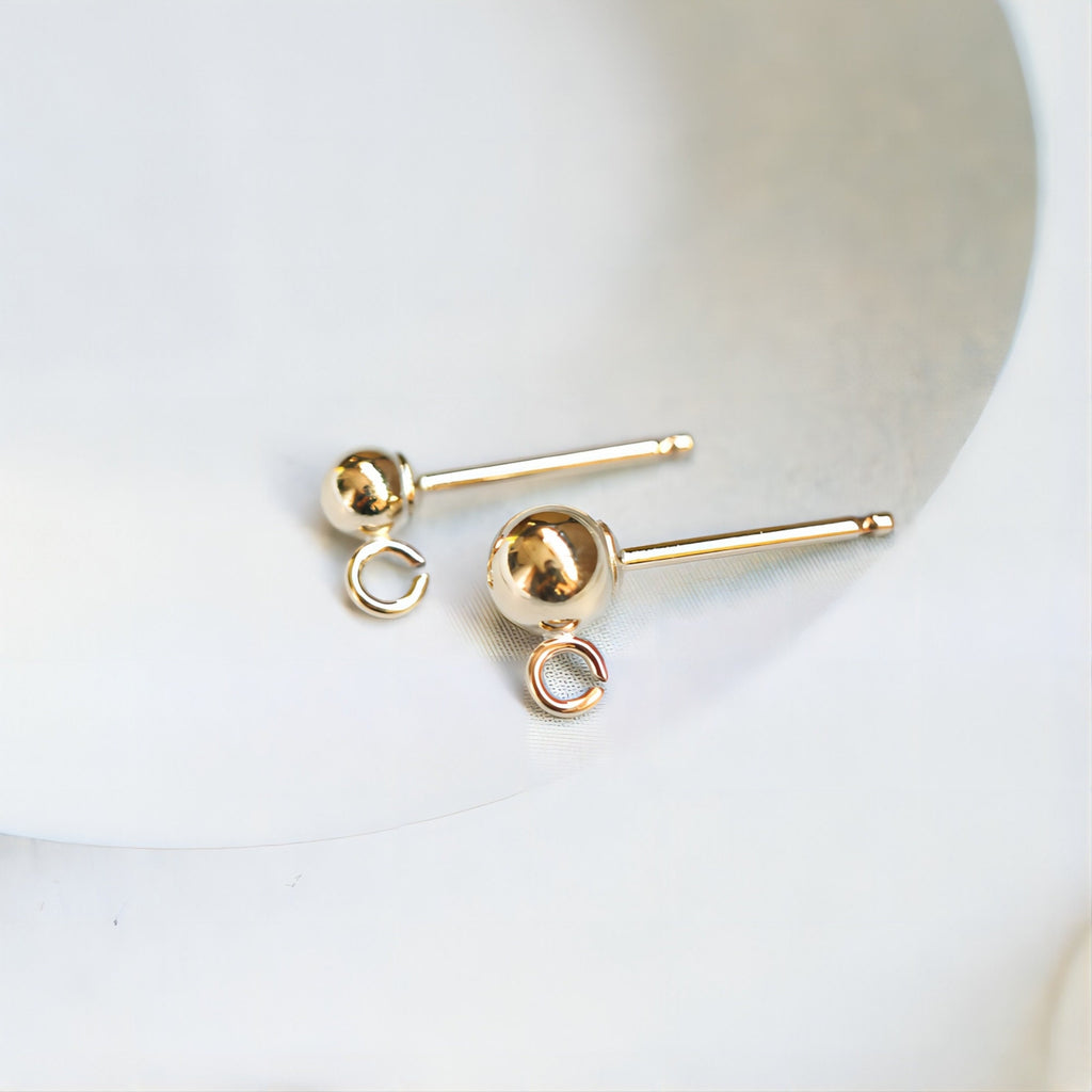 Gold Filled Ball Ear Post With Open Loop, 2mm,3mm,4mm, Nickel Free Earrings, Ear Stud, Hypoallergenic Earring Findings BL003
