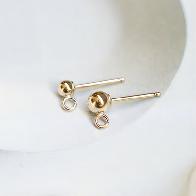 Gold Filled Ball Ear Post With Open Loop, 2mm,3mm,4mm, Nickel Free Earrings, Ear Stud, Hypoallergenic Earring Findings BL003