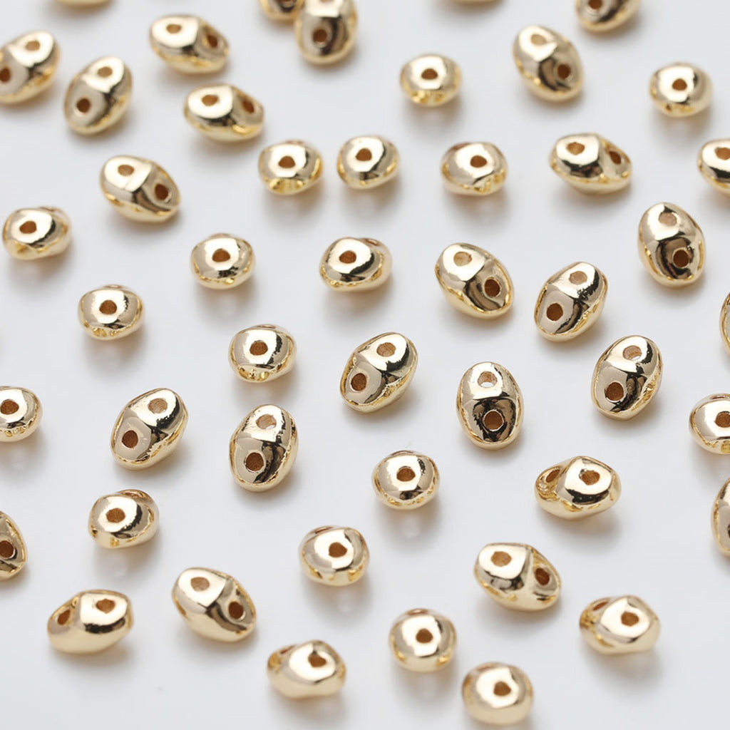 Cuentas espaciadoras de doble agujero, cuentas en forma de diamante, chapadas en oro, accesorio para hacer pulseras y collares, GZ525