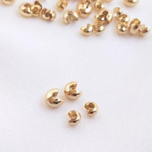 Load image into Gallery viewer, 50pcs- Gold Plated Crimp Covers, 3mm/4mm Cover Beads, Gold Crimp Cover Beads, Gold Crimp Beads, YY007