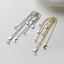 Load image into Gallery viewer, Star and Moon Tassel Pendant with Cap, 14K Gold Plated Earring Chain Pendant, Earring Findings GZ753