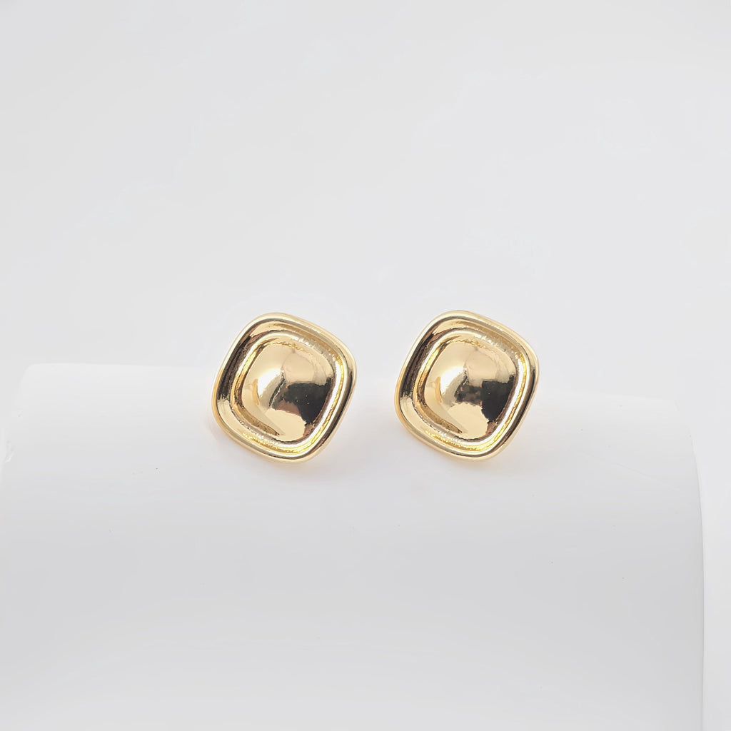 18K Gold Square Post With Loop, S925 Silver Pin, Stud Earring Nickel Free, 13.4mm, Hypoallergenic Earring Findings ZX301