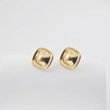 Load image into Gallery viewer, 18K Gold Square Post With Loop, S925 Silver Pin, Stud Earring Nickel Free, 13.4mm, Hypoallergenic Earring Findings ZX301