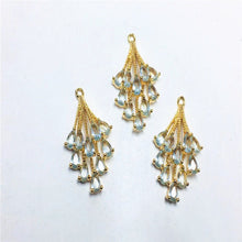 Load image into Gallery viewer, CZ Pave Leaf Charm, Cubic Zircon Crystal Leaf Pendant, CZ Earring Charms,  Real Gold Plated  Earring Charms, Jewelry Findings ZR007-F044