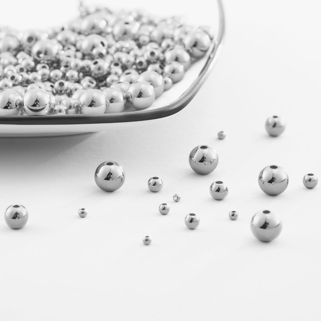 White Gold Plated Beads, Gold Spacer Beads, 14k gold round beads,3mm/4mm/5mm/6mm, Spacer Beads For Jewelry making