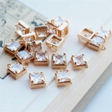 10pcs CZ Pave Small Square Charm, Cubic Zircon Crystal Pendant, Bracelet Necklace Pendant, 14K Real Gold Plated, Jewelry Findings JY061-F138