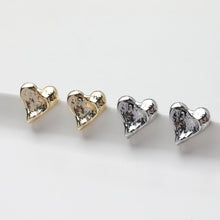 Load image into Gallery viewer, Gold Heart Earring Post, 14K Gold Nickel Free Earrings, S925 Silver Ear Pins, 17.8*17.7mm, Heart Shape Ear Stud with Loop GZ509-D0449