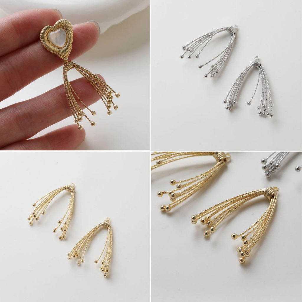 Chain Tassel Pendant, Fireworks Pendant, 14K Gold Plated Earring Chain Pendant, Earring Findings GZ743