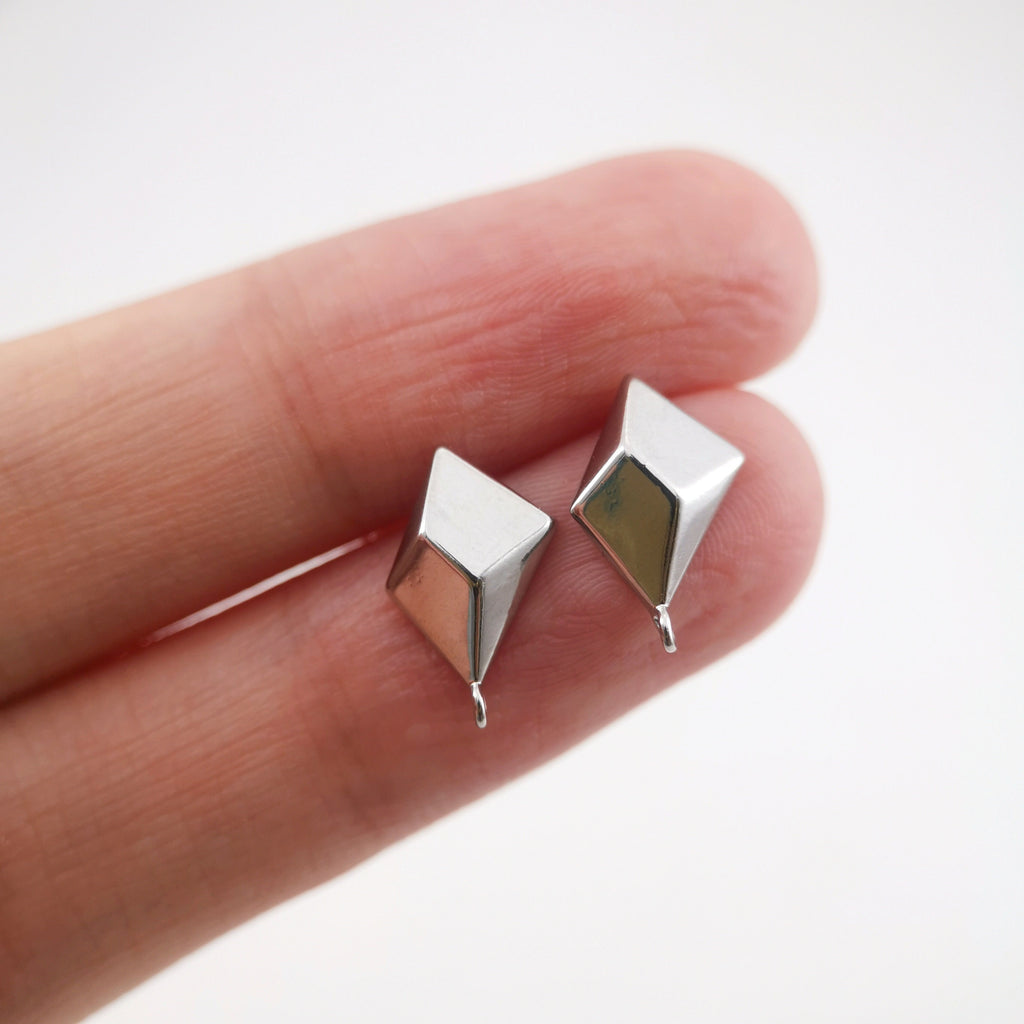 Geometric Diamond Silver Post Earring, S925 Silver Pin Nickel Free Earrings, Hypoallergenic Earring ZX236