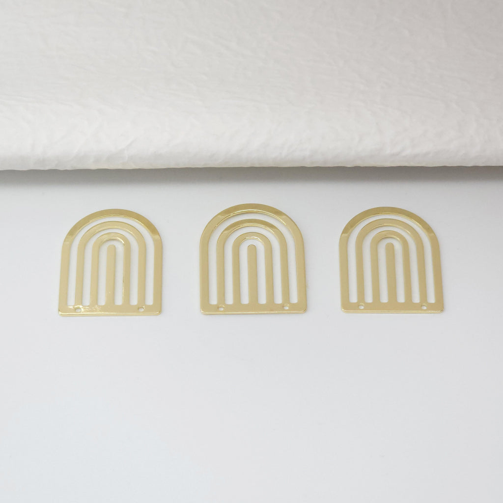 Arch Connector with holes, 14K Gold Plated Brass Earring Making Findings, 25mm Jewelry Findings STT041-D0019