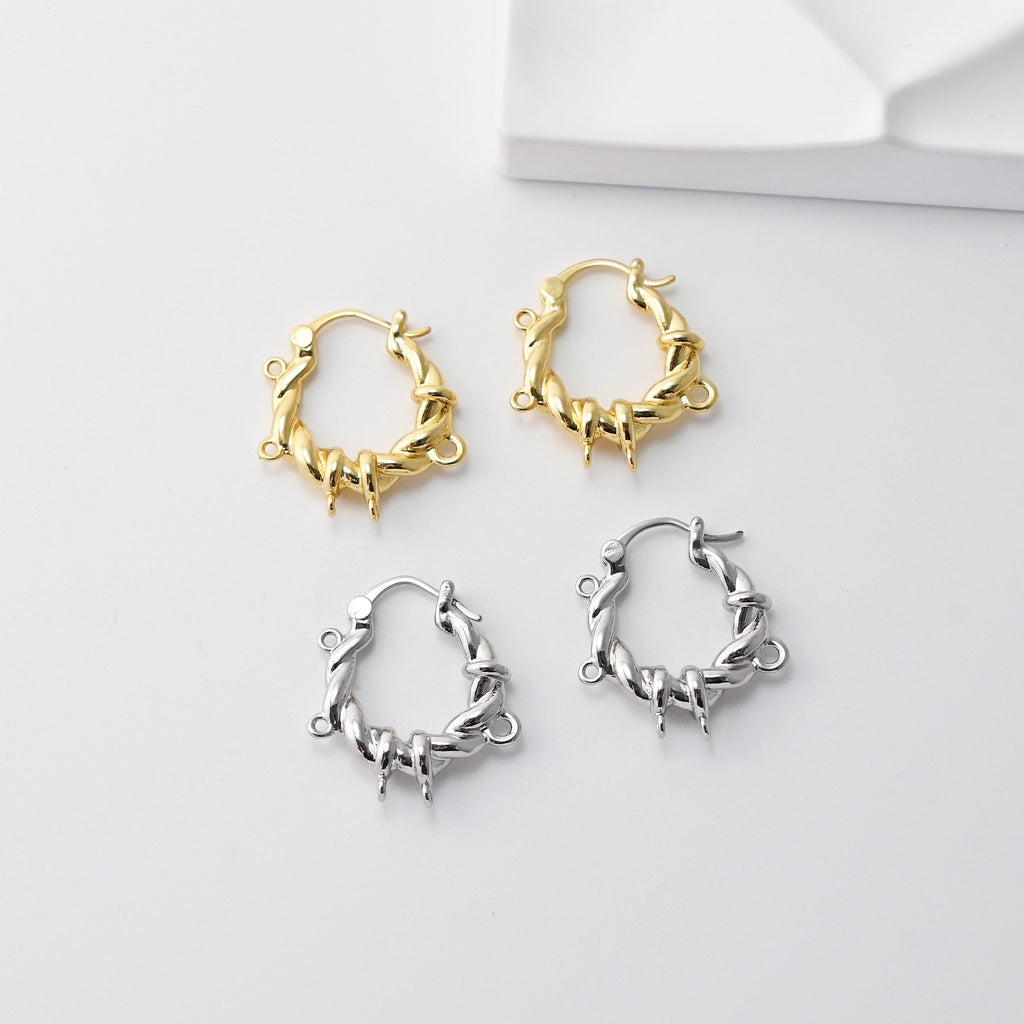 Twisted Lava Earring Hoops With Five Loop, Gold Plated Earring, Huggie Hoop Earring, DIY Earring  Findings, Handmade Earring Supplies D0378