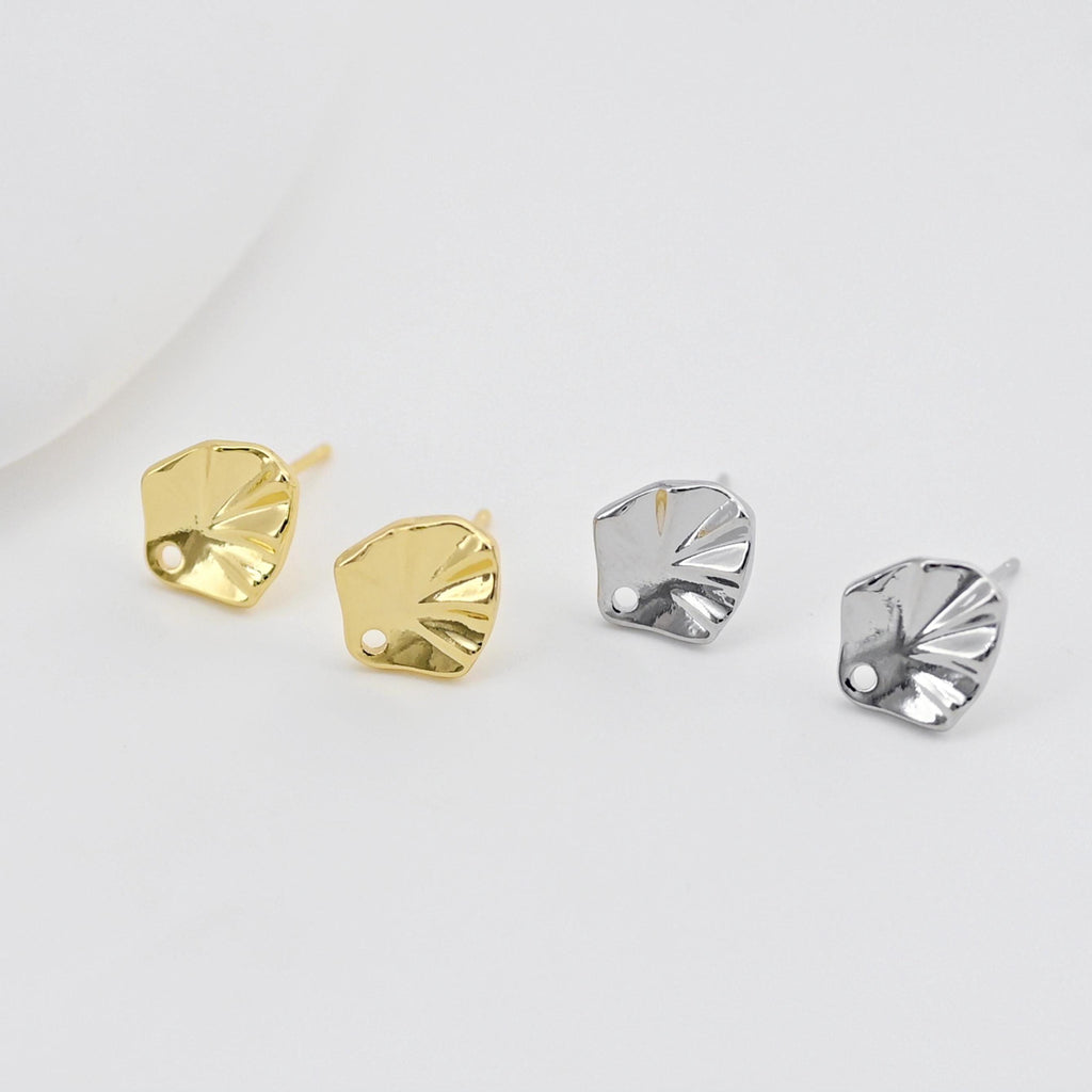 Poste para pendientes con hoja de oro, broche de plata S925, pendientes sin níquel, aro para pendientes, accesorios hipoalergénicos D0421