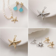 Load image into Gallery viewer, Starfish Charm, Starfish Post, Gold Marine Life, 14k Gold Plated Brass, Necklace Making, Jewelry Findings GZ756