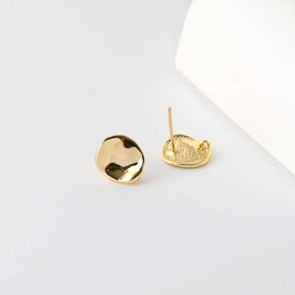 أقراط دائرية بسيطة مع حلقة، مطلية بالذهب عيار 18 قيراطًا، خالية من النيكل، دبوس من الفضة الاسترلينية S925، أقراط أذن مضادة للحساسية D0489