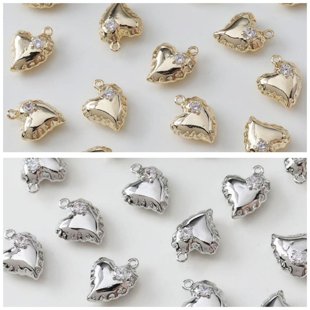 Balloon Style, Hexagram, Heart, Round, Pea, Star Charms, CZ Pave Pendant, 14K Gold Plated, Necklace Making Charms, Jewelry Findings ZZ043