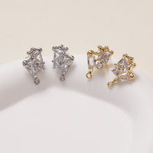 Load image into Gallery viewer, Irregular Pave CZ Earring Post, 14K Gold/Silver Plated,  S925 Silver Pin Nickel Free Earrings, Hypoallergenic Earring Findings GZ124