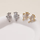 Irregular Pave CZ Earring Post, 14K Gold/Silver Plated,  S925 Silver Pin Nickel Free Earrings, Hypoallergenic Earring Findings GZ124