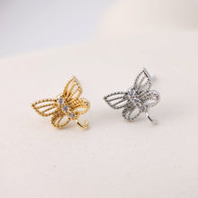 Load image into Gallery viewer, Butterfly Post Earring, 18K Real Gold Plated Brass Stud Earring With Loop, S925 Silver Pin, Nickel Free, Earring Finding S1192