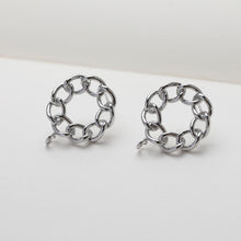 Load image into Gallery viewer, Round Chain Post With Loop, 14k Gold/Silver Chain Round Stud Earring Nickel Free, S925 Ear Pin Hypoallergenic Earring Findings GE113