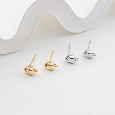 Stone Ear Post With Loop, S925 Silver Ear Pin Nickel Free Earrings, Gold/Silver Ear Stud, Hypoallergenic Earring Findings ZX297