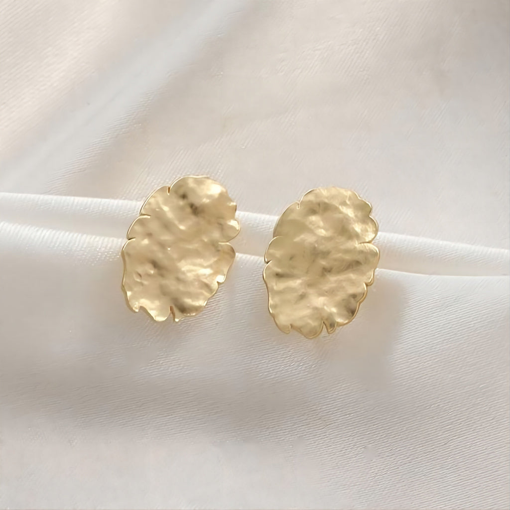 Hammered Ear Post With Loop, Oval Shape, S925 Silver Ear Pin Nickel Free, Gold Ear Stud, Hypoallergenic Earring Findings G009-ZX7002