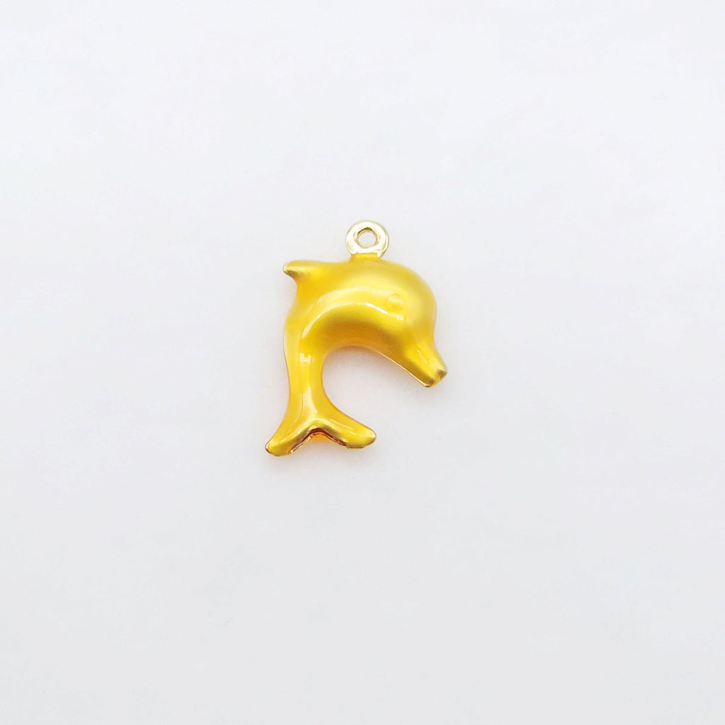3D Enamel Dolphin Charms, 18K Gold Plated Marine life Charms, Marine life Pendant, Necklace Making Charm, Jewelry Findings S20519