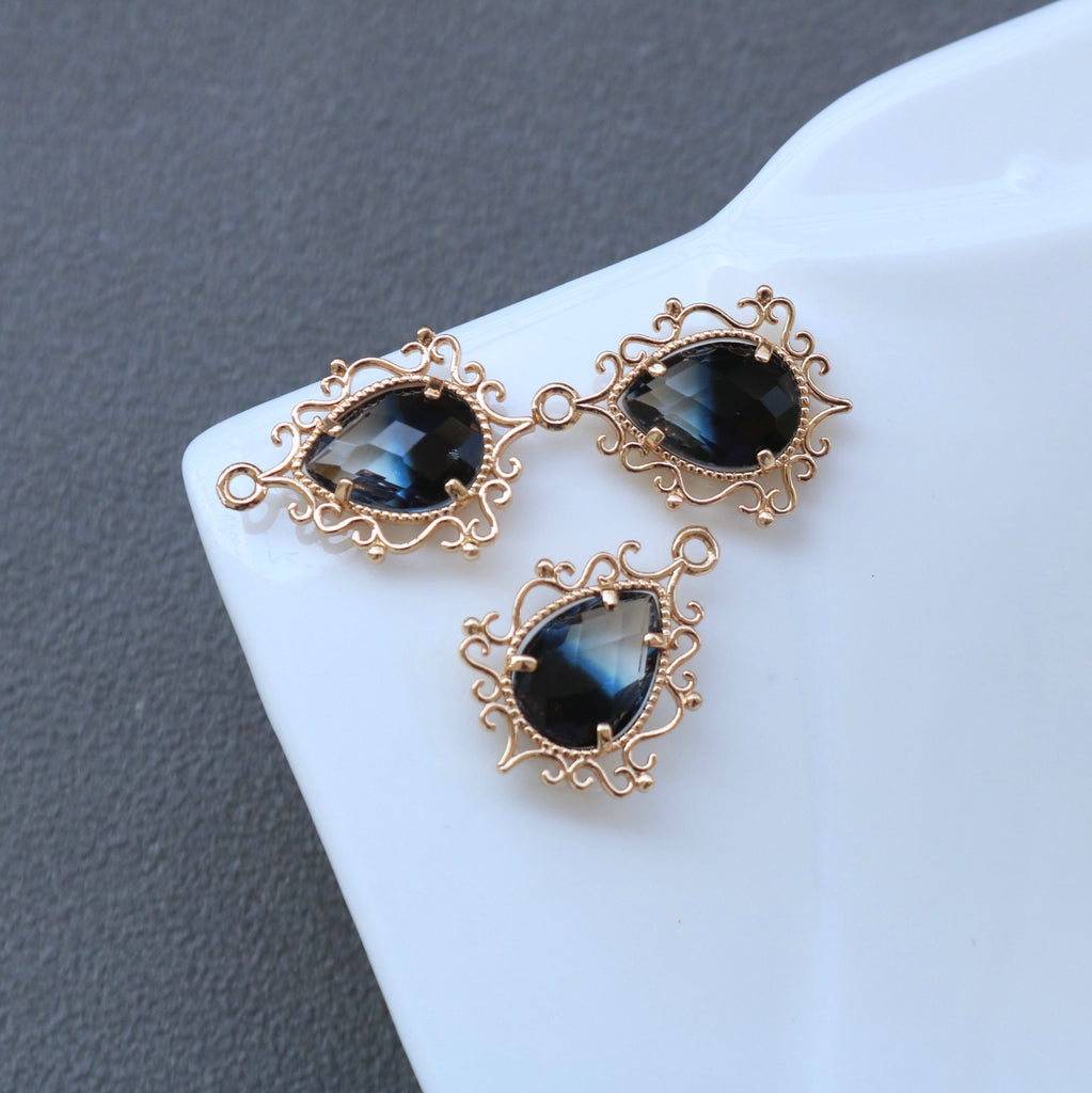 10pcs- Vintage Crystal Teardrop Charms, 14K Gold Plated Teardrop Pendant, 19x31mm, Jewelry Findings HL054-F147