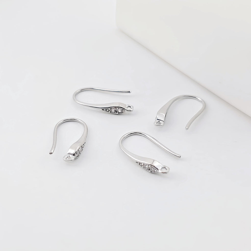 14K Gold Plated Ear Wires, Cubic Pave Earring Hooks, Nickel Free, Fish Hooks, Ear Wires for Jewelry Making ZX299