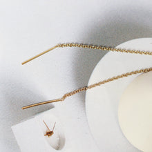 Load image into Gallery viewer, 14K Gold Filled Ear Threader, 85mm Threader Earrings, 0.6mm Flat Oval Chain Wire, Chain Earrings B004