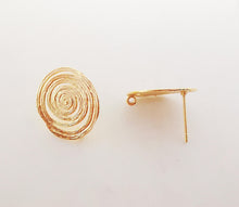 Load image into Gallery viewer, 10pcs Gold Growth Ring Earring Post, S925 Silver Ear Pin Nickel Free Earrings, Annual Ring Ear Stud with Loop, Z090