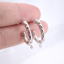 Load image into Gallery viewer, Lustrous Hammered Earring Hoops, Gold Plated Hoop Earring with Loop,Huggie Hoops DIY Earring  Findings,Handmade Earring Supplies D0045