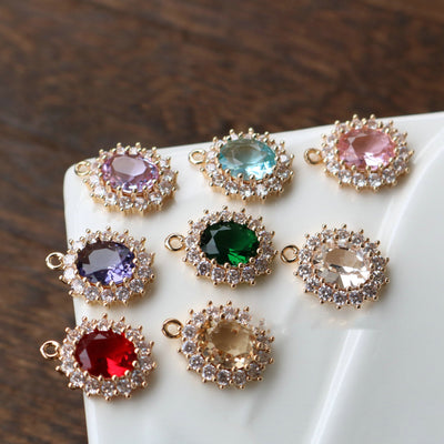 10pcs CZ charms, Cubic Zircon Crystal Pendant, Bracelet Necklace Pendant, 14K Real Gold Plated, Jewelry Findings HL119-F081