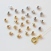 Load image into Gallery viewer, 20pcs 18K Gold Plated Crimp End Beads, Cord ends, Bead Ends 3.2mm, hole 1mm, Jewellery Making Findings ZZ005-ZX7049