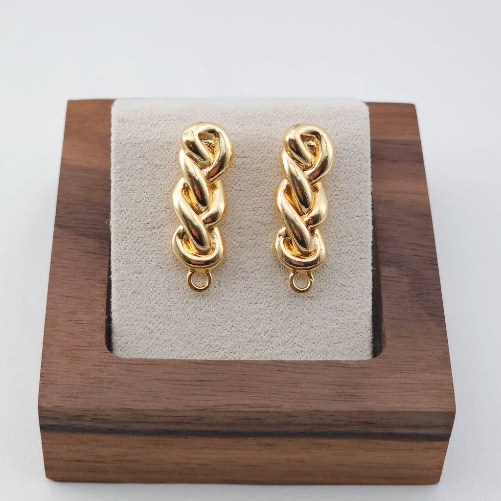 Pendientes de poste trenzado, chapados en oro de 18 quilates, pasador de plata S925, sin níquel, con aro ZX187