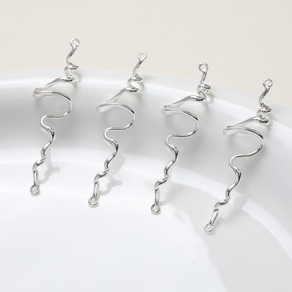 Danity Wave Connector with loops, 14K Gold/Silver Plated Earring Making Findings, Jewelry Findings GZ114