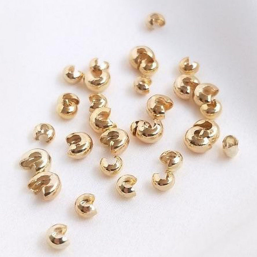 50pcs- Gold Plated Crimp Covers, 3mm/4mm Cover Beads, Gold Crimp Cover Beads, Gold Crimp Beads, YY007