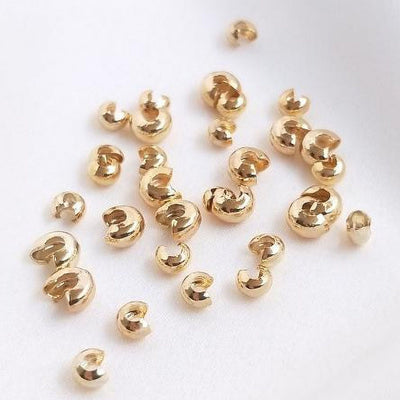 50pcs- Gold Plated Crimp Covers, 3mm/4mm Cover Beads, Gold Crimp Cover Beads, Gold Crimp Beads, YY007