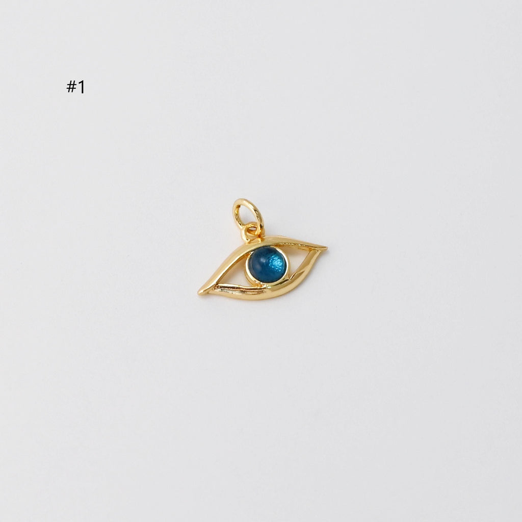 Cubic Evil Eye Charm, 18K Gold Plated Micro CZ Pave Eye Pendant,Necklace Making Charm, Jewelry Findings