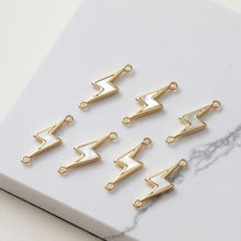 Load image into Gallery viewer, Lightning Charm, Shell Pendant, 1 loop, 2 loops, Bracelet Necklace Making, 14K Gold/Silver Plated Jewelry Findings ZZ098