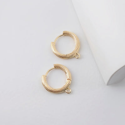 14K Gold Plated Round Hoop Earring, Brushed Huggie Hoops Earring Parts, Spring Ear Hoops, 16mm, hoop earring  for Jewelry Making ZX327