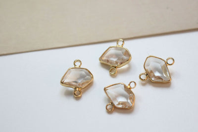 10pcs Irregular Shape Crystal Connector, Glass Connector, Glass Pendant, 18K Gold Plated, Jewelry Findings ZZ006