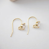 18K Gold Plated Ear Wires, Round Cubic Pave Earring Hooks, Nickel Free, Fish Hooks, Ear Wires for Jewelry Making D0170