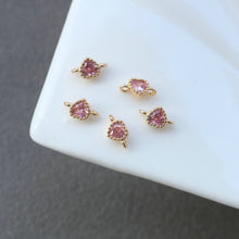 Load image into Gallery viewer, 10pcs Tiny Heart Connector, 14k Gold CZ Pave Pendant, Bracelet Necklace Pendant, Real Gold Plated, Jewelry Findings HL103-F104