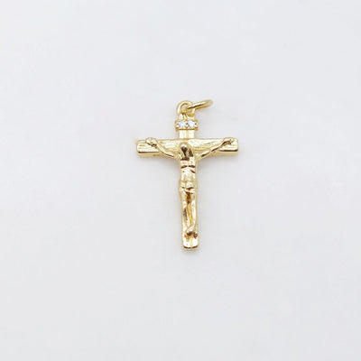 Gold Crucifix Cross Charm, 18K Gold Plated, Crucifix Pendant , 23.5x15.4mm, Religion Jewelry Findings S20481