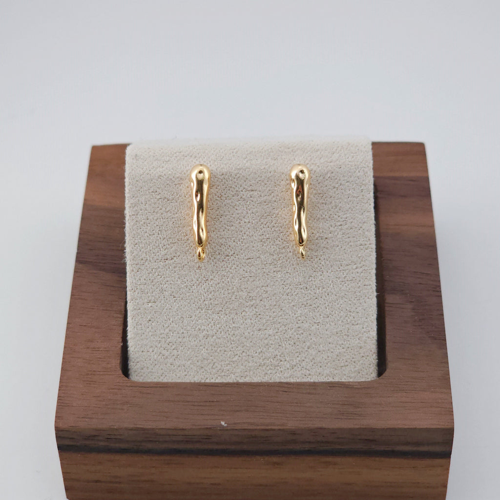 Hammered Ear Post With Loop, S925 Silver Ear Pin Nickel Free, Gold/Silver Ear Stud, Hypoallergenic Earring Findings ZX196