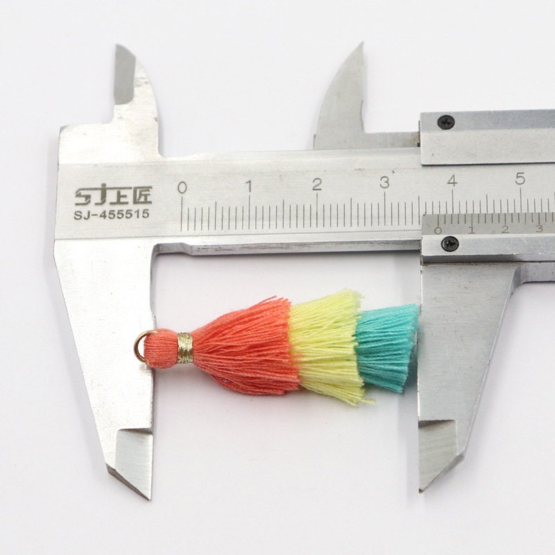 10pcs- Triple Tiered Tassels, Cotton Tassels, Colorful Tassel with gold Jump Ring, 34mm, For Earring Making, Bracelet Making Pendant XXX04