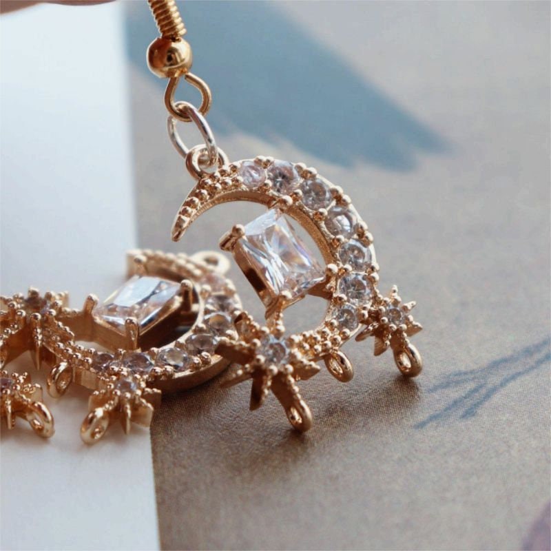 CZ Pave Garlands Charm, Cubic Zircon Crystal Pendant, CZ Earring Charms,  Real Gold Plated Brass Earring Charms, Jewelry Findings JY009-F049